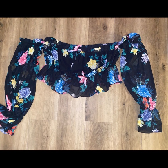 Floral Peplum Crop Top - Picture 2 of 2